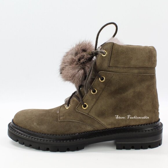 NEW JIMMY CHOO Suede Pom-Pom Booties - Picture 5 of 16